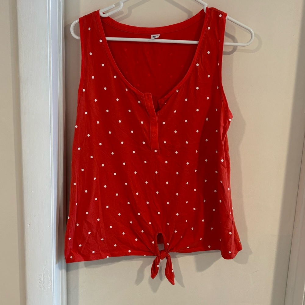 Old Navy Rust Orange and white polka dot Tank Top Medium